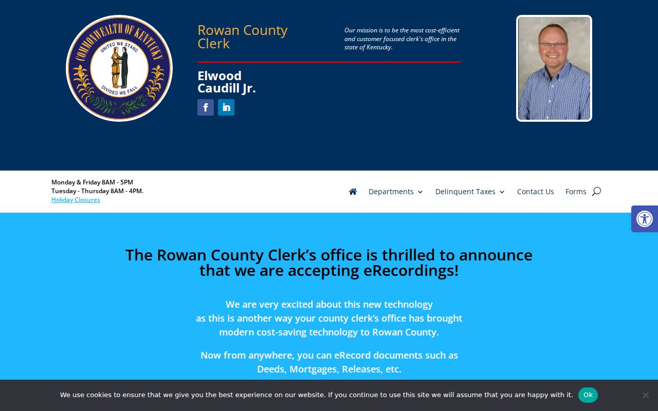 Rowan County criminal records routing on the County Clerk website