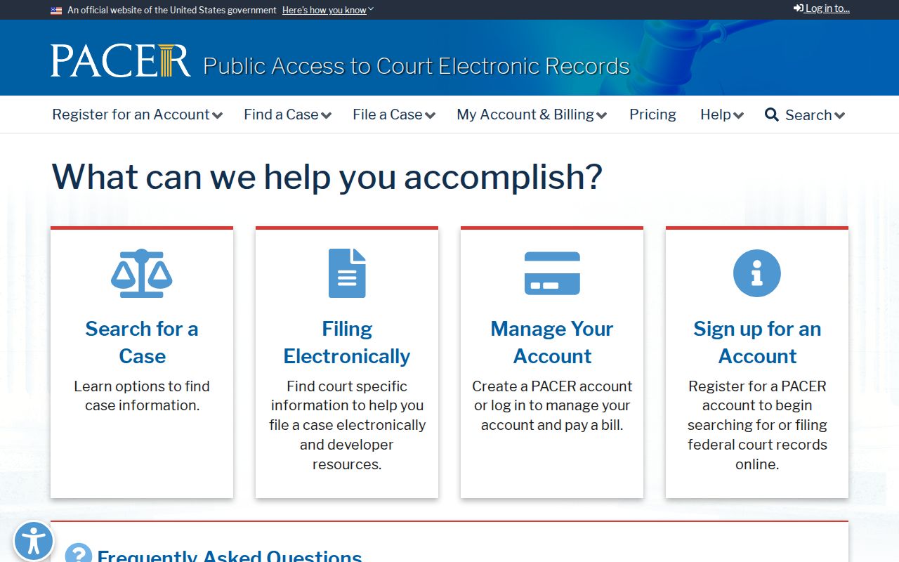 Federal PACER court case search outside Rowan County CourtNet
