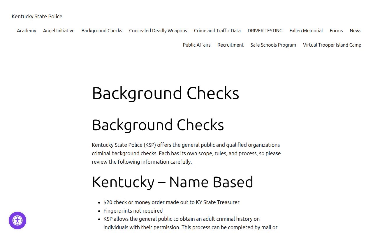 Kentucky State Police channels used for Rowan County criminal history checks
