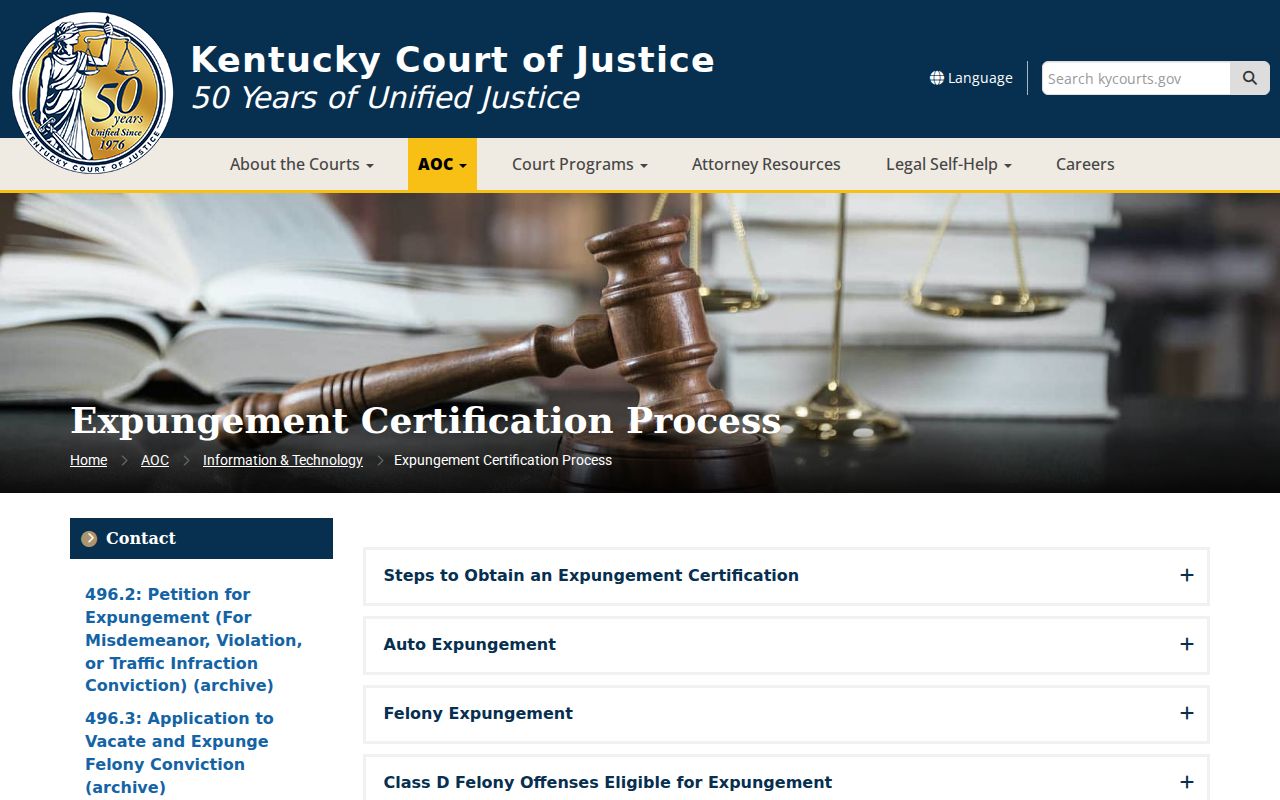 Kentucky expungement process for Rowan County criminal records
