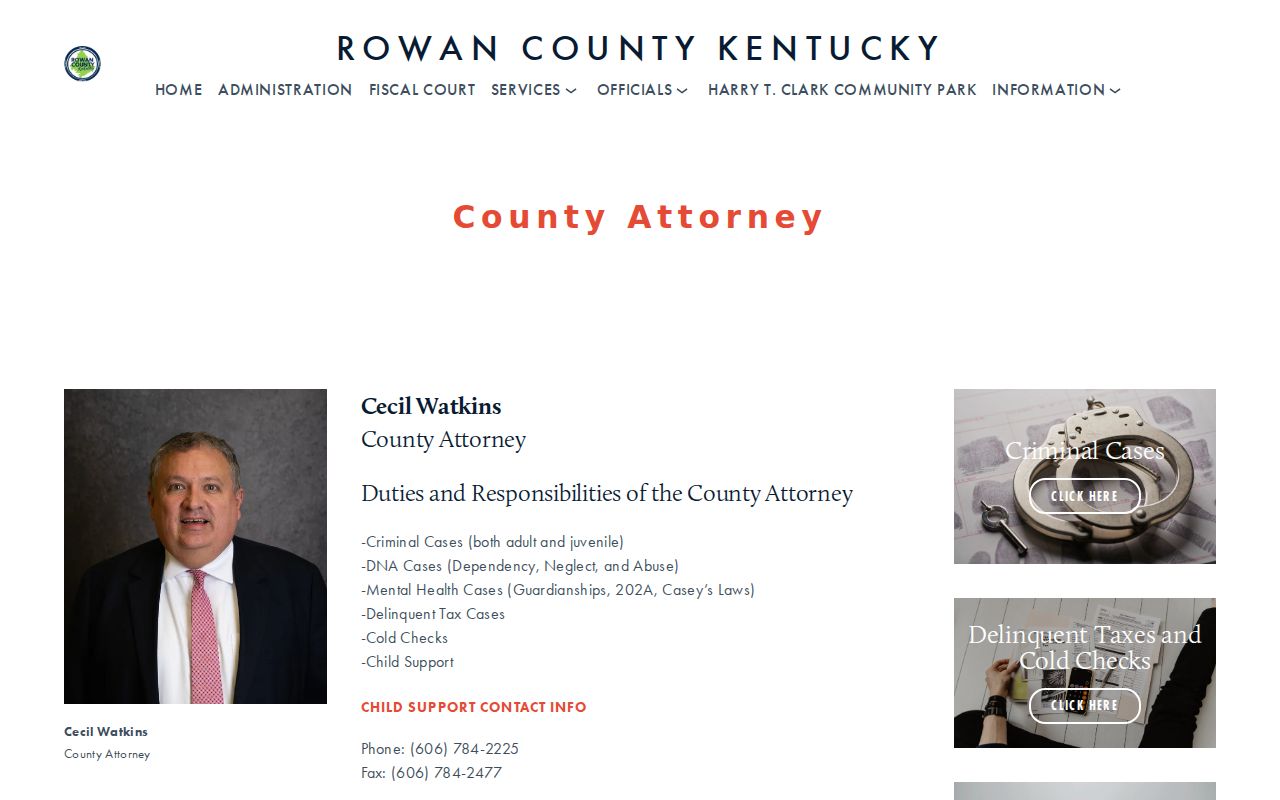 Rowan County criminal court case information from the County Attorney