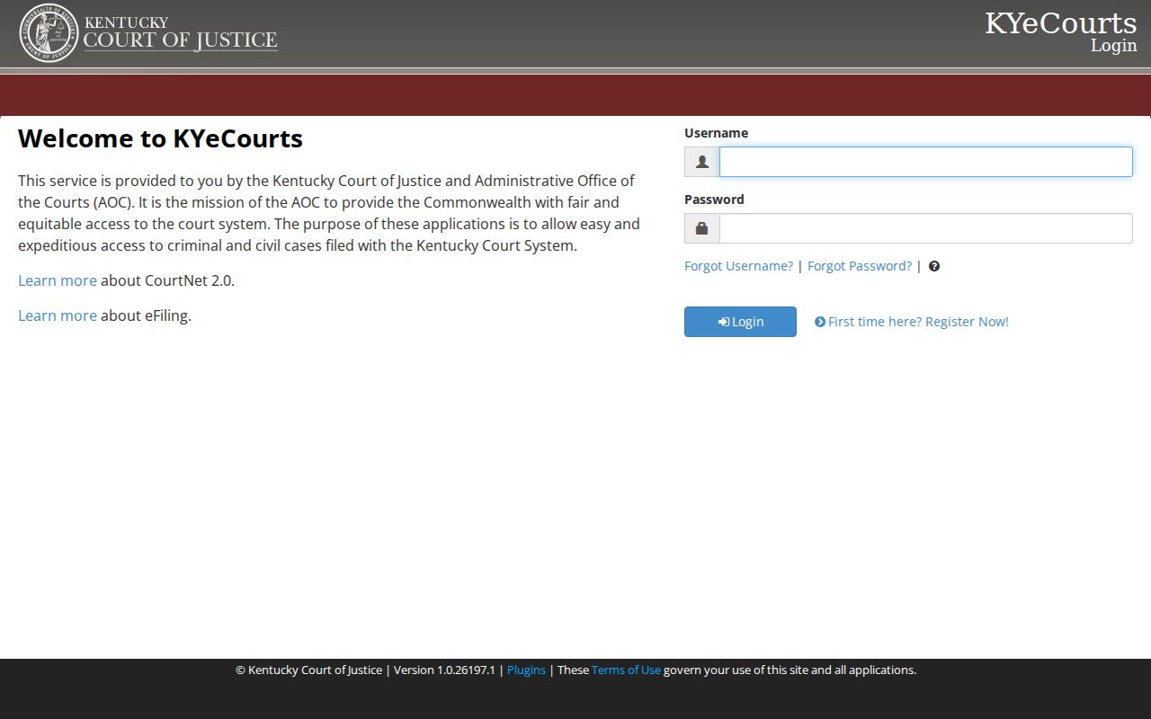 Rowan County court case lookup through the Kentucky Courts account page